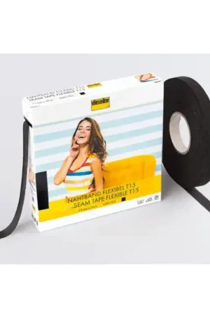 Vlieseline naadband flexibel 1,5 cm, zwart Seizoensaanbieding