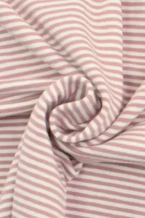 Katoenjersey Emma gestreept, oudroze Dagaanbieding