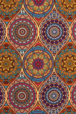 Nu Kopen Decoratiestof Canvas Orientaalse mandala, geel veelkleurig