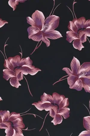 Viscose voile Floral Love, zwart Nieuw