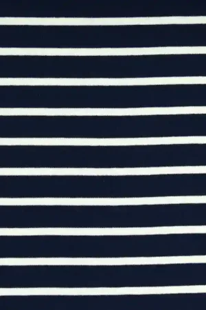 Weekendaanbieding Katoenen jersey French Terry strepen, marineblauw, gebroken wit