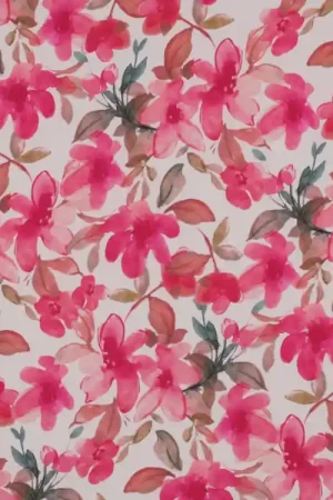 Viscose stof Flowers, gebroken wit Superprijs