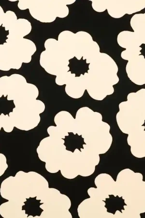 Viscose stof Shadow Flowers, zwart Fabrieksprijs