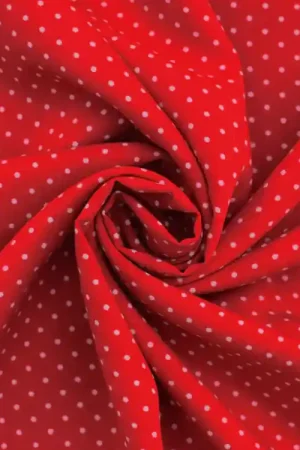 Viscose popeline kleine stippen, rood Lage Prijs