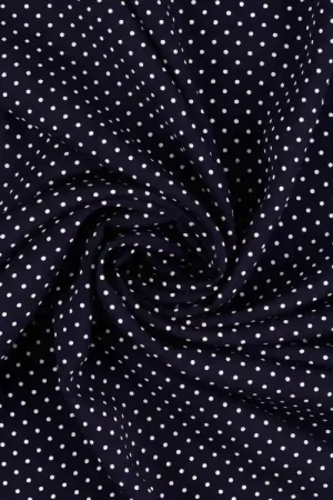 Viscose Popeline kleine stippen, marineblauw Lage Prijs