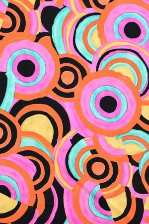 Viscose jersey Irregular Circle, roze Gratis Verzending