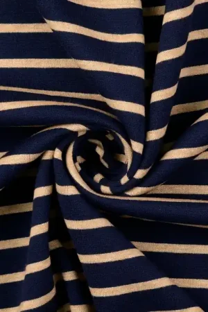 Aanbieding Fijngebreide stof doubleface stripes, marineblauw