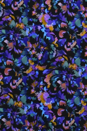 Actieprijs Viscose mix jersey flowers, zwart