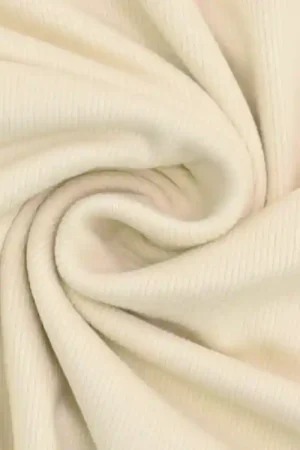 Viscose fijne ribjersey brushed, crèmekleurig Beperkte Voorraad