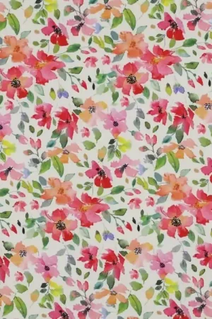 Viscose stof Little Flowers, gebroken wit Goedkoop