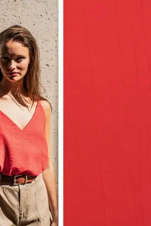 Viscose Crinkle Fibre Mood, rood Gereduceerde Prijs