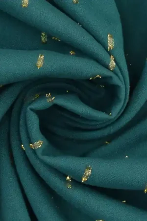 Viscose stof Golden Glamour, petrol Lage Kosten