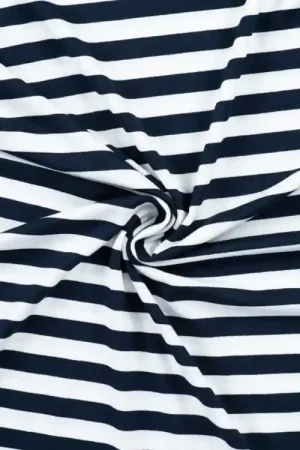 Viscose jersey stripes, marineblauw Laatste Versie