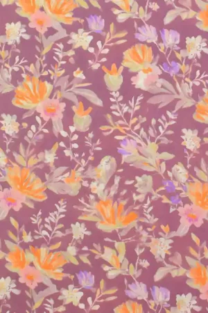 Viscose Popeline wildflowers, oudroze Koop Online