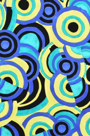 Viscose jersey Irregular Circle, geel Nieuw