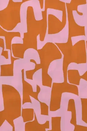 Viscose stof Radiance Abstract, donkeroranje Populair