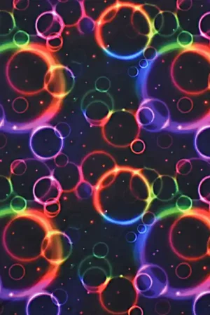 Voordeelprijs Polyester jersey Color Bubbles, zwart