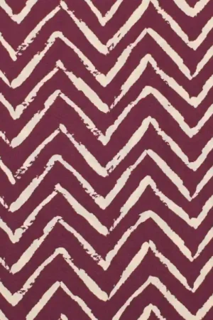 Viscose stof Zig Zag, donker roodpaars Gecertificeerd