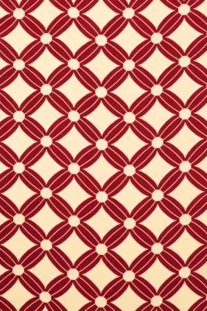 Viscose stof Flower Cubes, donkerrood Hete Deal