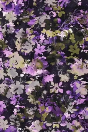 Voordeelprijs French Terry opgeruwd Flowers, zwart