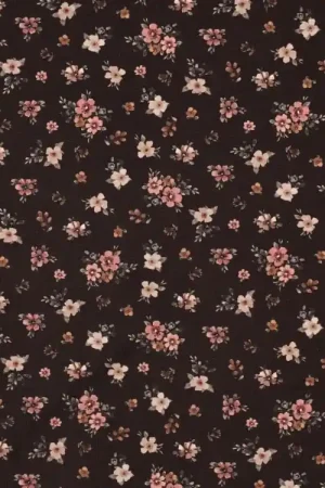 Voordeelprijs Katoenjersey vintage blossom, bruin