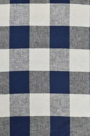 Viscose Linnen Karo, donkerblauw Premium