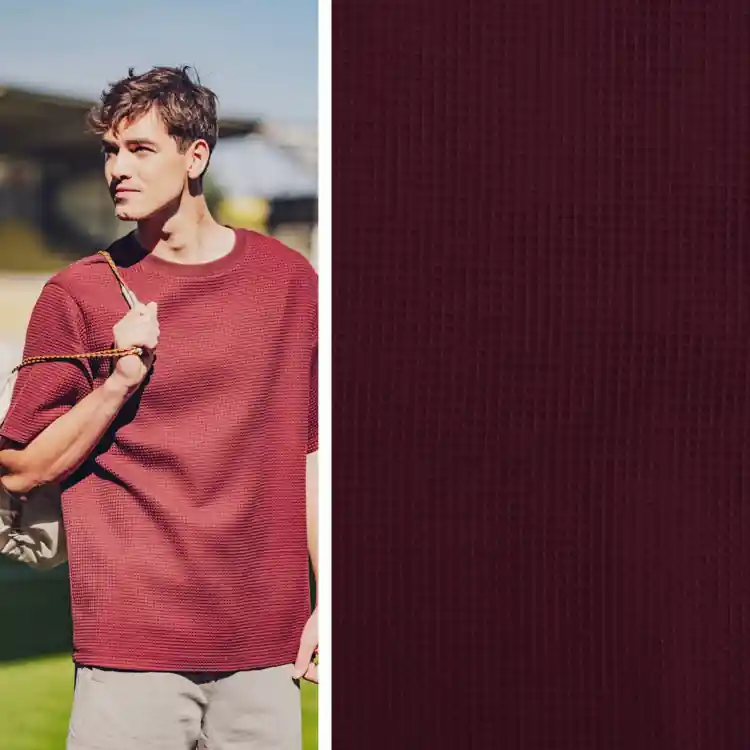 WafeldoekFibre Mood, wijnrood Gecertificeerd