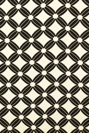 Viscose stof Flower Cubes, zwart Shop Nu