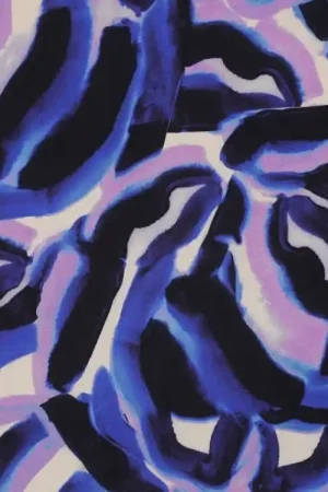 Viscose stof abstract painting, blauw Nu Kopen