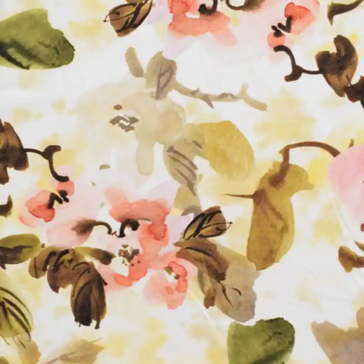 Viscose voile Bloemtakjes, groen Tijdelijk Beschikbaar