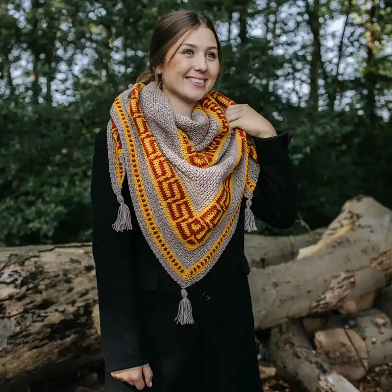 Voordeelprijs Durable CAL Autumn Mosaic Shawl Tortora haken - Durable haakpakket