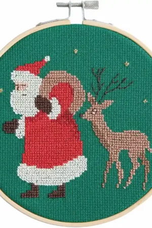 Kerstman en hert borduren - Rico Design borduurpakket Aanbieding