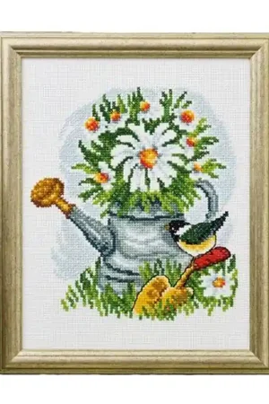 Aanbieding Gieter met bloemen - Permin borduurpakket