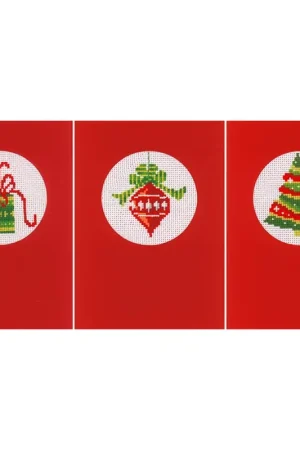 Superprijs Wenskaarten kerst borduren - set van 3 - Vervaco borduurpakket