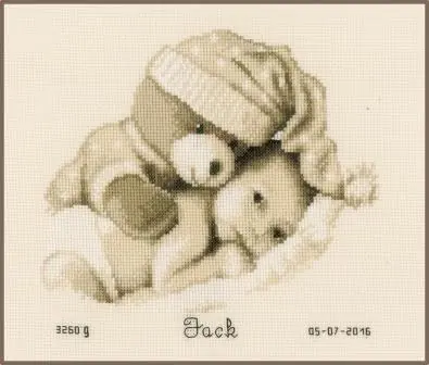 Superprijs Geboortetegel Berenknuffel borduren- Vervaco borduurpakket