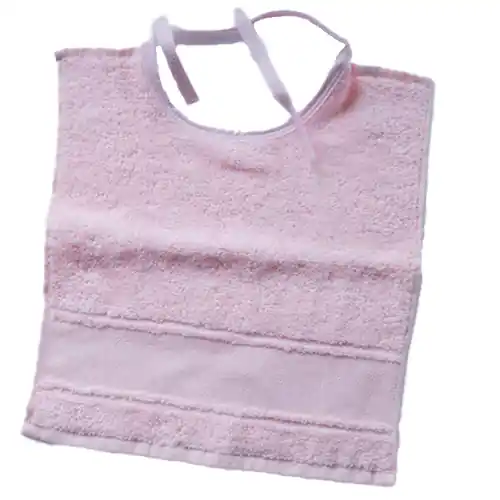 Slabbetje met borduurrand - roze Direct Verzonden