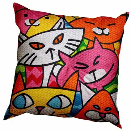 Gekleurde Katten Borduurkussen - SEG de Paris borduurpakket Superprijs