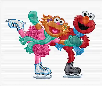 Bestel Nu Ice Skating Sesamstraat, Borduurpakket Thea Gouverneur