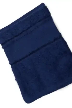 Washand donker blauw met borduurrand Laatste Versie