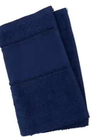 Meest Verkocht Badlaken donker blauw met borduurrand