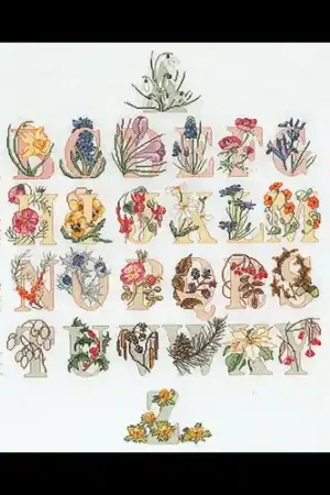 Floral Alphabet, linnen Borduurpakket Thea Gouverneur Merkproduct