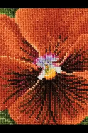 Tijdelijk Beschikbaar Viooltje oranje, Borduurpakket Thea Gouverneur