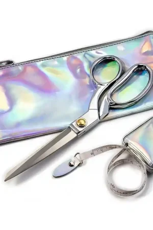 Luxe cadeauset - zilverkleurige stofschaar en meetlint in etui Actieprijs