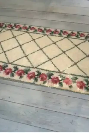 Actieprijs Bloemen en ruiten vloerkleed knopen - Knooppakket Smyrnalaine 3949