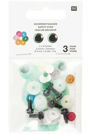 Veiligheidsogen 9 mm glitter mix - Rico Design Beperkt Aanbod