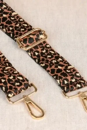 Verstelbare schouderband panterprint met musketonhaken - 40 x 135 cm Koopje
