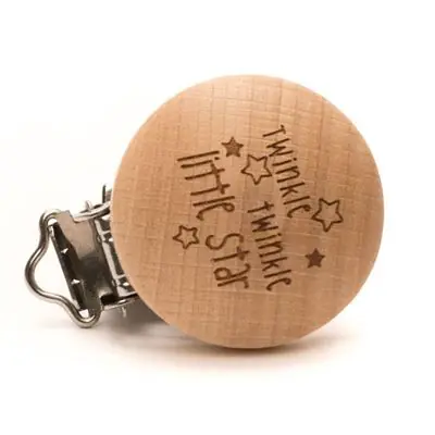 Speciale Aanbieding Houten speenclip met tekst Twinkle twinkle little star - 2 stuks