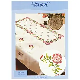 Voorbedrukt tafelkleedBagatelle rozen van margot in kruissteek excl garen afm rond 140cm Premium