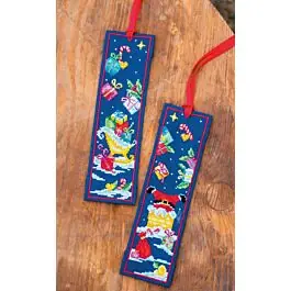 Vervaco borduurpakket 2st. boekenleggers arreslee en kerstman PN-0211899 telpatroon Korting