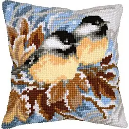 Vervaco borduurkussenpakket koolmeesjes in de winter PN-0201752 voorbedrukt Op = Op